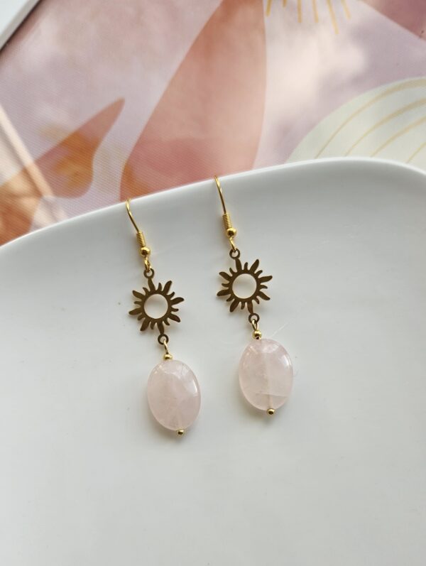 Oorbellen rozenkwarts zon Oorbellen rozenkwarts zon