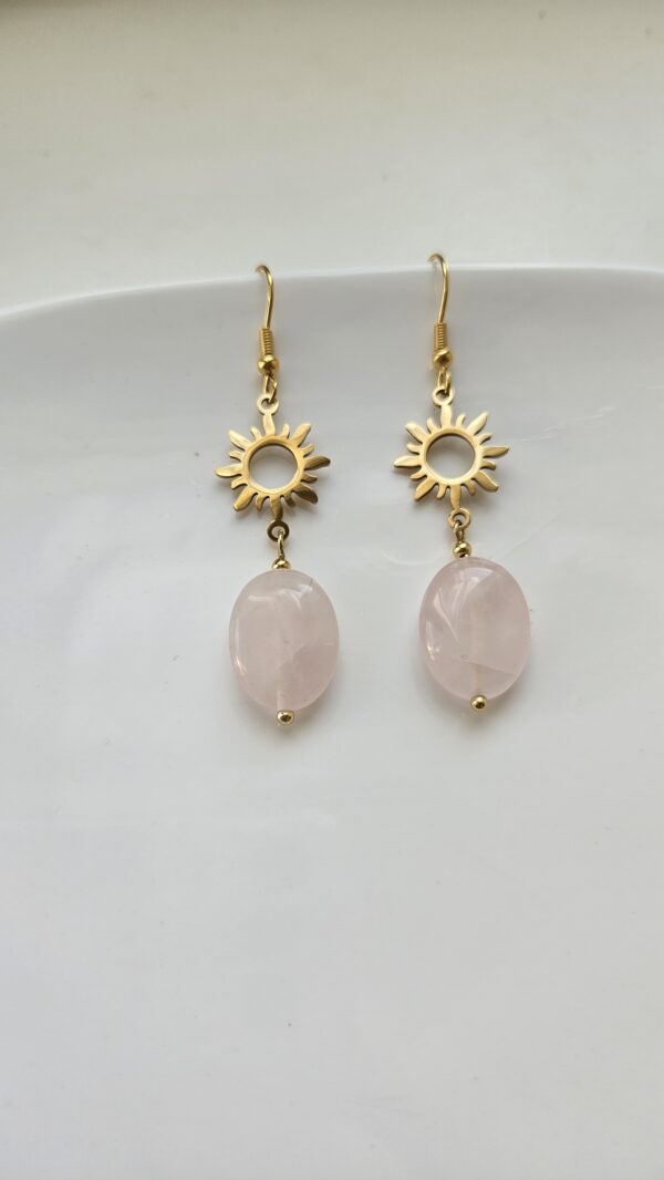 Oorbellen rozenkwarts zon Oorbellen rozenkwarts zon