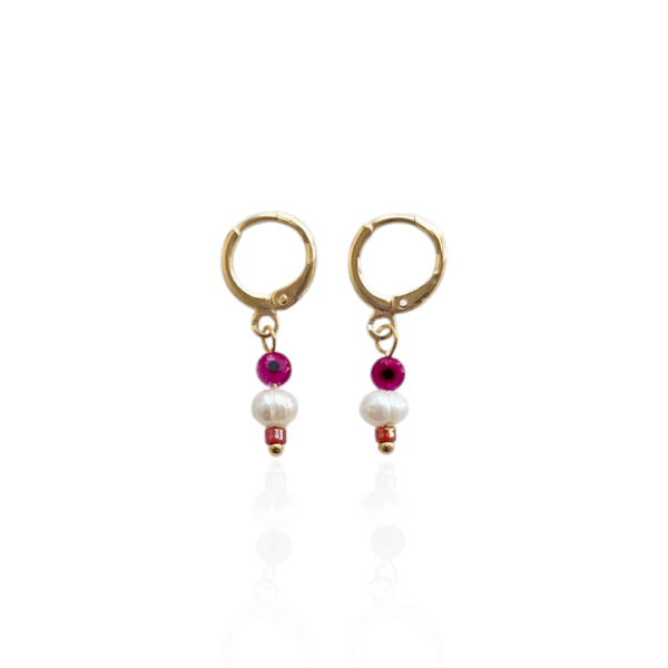 Oorbellen parel bedel roze