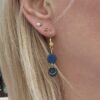 Oorbellen blauw goud hangers