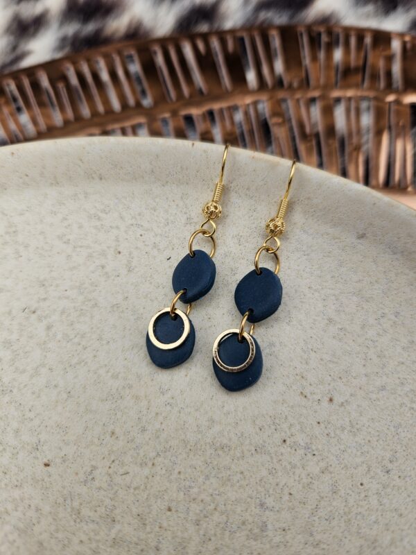 Oorbellen blauw goud rondjes